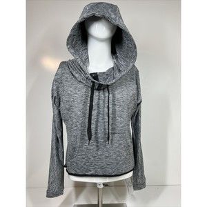 NWT TheFreeYoga Gray Athletic Workout Quarter Zip Hooded Jacket Womens SZ S